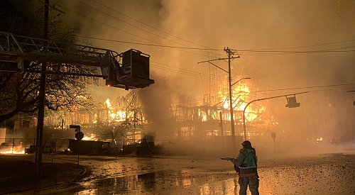 Firefighters battle major fire during last night’s windstorm